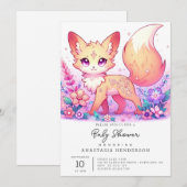 Adorable Fantasy Fox Babydusche Einladung (Vorne/Hinten)