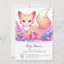 Adorable Fantasy Fox Babydusche Einladung