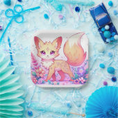 Adorable Fantasy Fox Babydusche Pappteller (Party)
