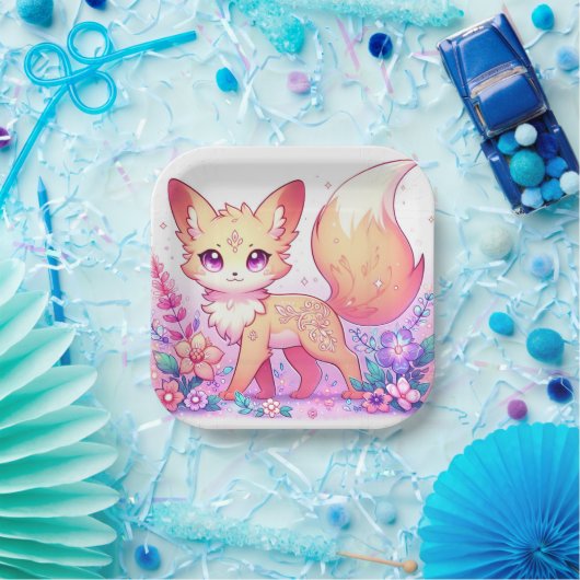 Adorable Fantasy Fox Babydusche Pappteller (Party)