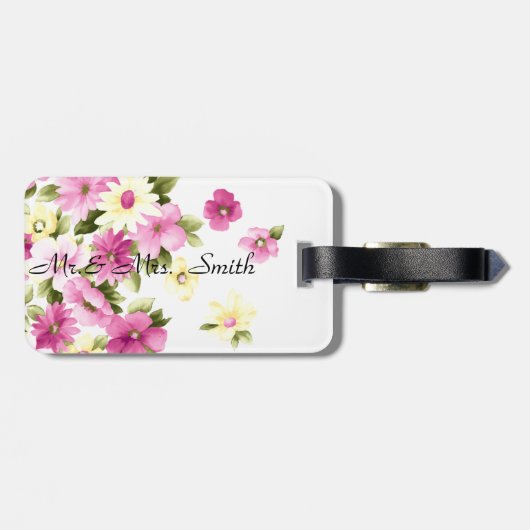 Adorable farbenfrohe Girly Blooming Blume Gepäckanhänger (Rückseite horizontal)