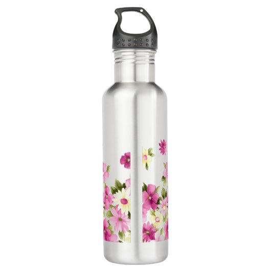 Adorable farbenfrohe Girly Blooming Blume Trinkflasche (Rückseite)