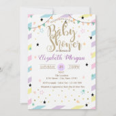 Adorable farbenfrohe Sterne Kinderdusche Einladung (Vorderseite)