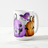 ADORABLE FARBFÄLTIGE HALLOWEEN PUMPKINS GHOSTS KAFFEETASSE (VorderseiteRechts)