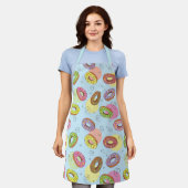 Adorable farbige Donuts Blaues Muster Schürze (Getragen)