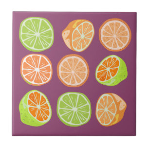 Adorable farbige Zitrusfrüchte l Orange Green Lila Fliese