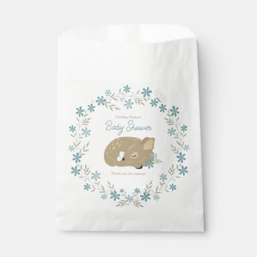 Adorable Fawn Baby Dusche Geschenktütchen (Vorderseite)