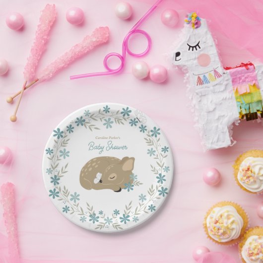 Adorable Fawn Baby Dusche Pappteller (Party)