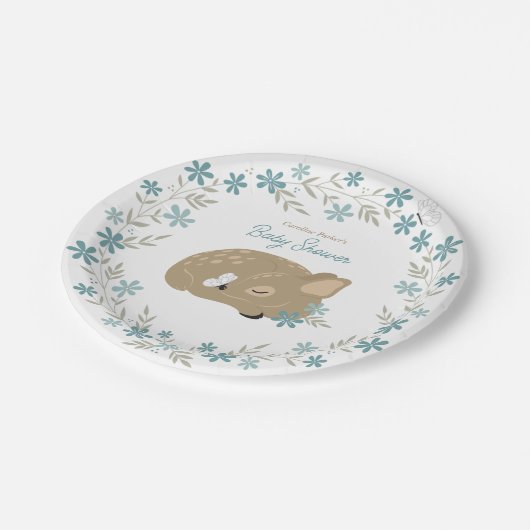 Adorable Fawn Baby Dusche Pappteller (Schrägansicht)