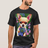 Adorable Fawn Chihuahua Playing in Flowers T-Shirt (Vorderseite)