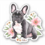 Adorable Fawn French Bulldog mit Ball Aufkleber (Vorderseite)