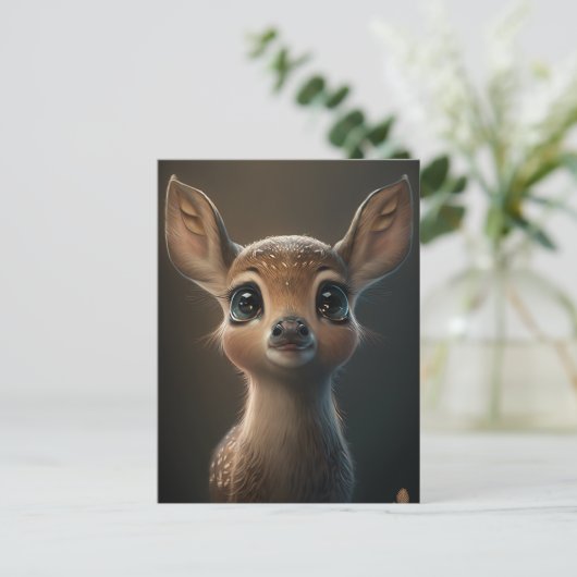 Adorable Fawn Postkarte (Stehend Vorderseite)