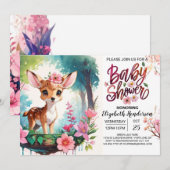 Adorable Fawn Wildblume Girl Babydusche Einladung (Vorne/Hinten)