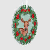 Adorable Fawn Wreath Grandtochter Ornament (Vorderseite)