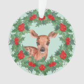 Adorable Fawn Wreath Grandtochter Ornament (Vorderseite)