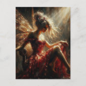 Adorable Fee sitzt in einem Sonnenstrahl Postkarte (Vorderseite)