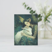 Adorable Fee und ihre Schafe schlafen Postkarte (Stehend Vorderseite)