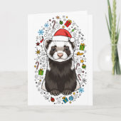 Adorable Ferret in Santa Hat Merry Christmas Card Karte (Vorderseite)