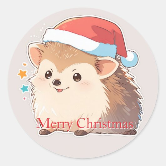 Adorable Festive Hamster Wearing Santa Hat Sticker (Vorderseite)