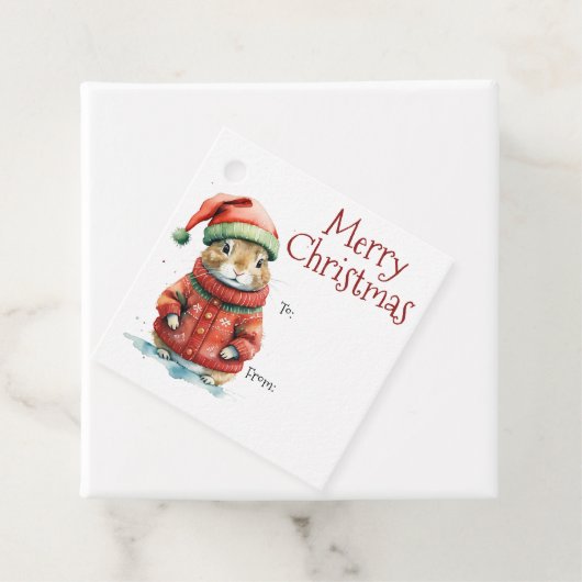 Adorable festliche Hamster in der Weihnachtsmannmü Geschenkanhänger (Beispiel)