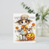 Adorable festliche Kleine Vogelscheuche Postkarte (Stehend Vorderseite)