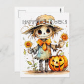 Adorable festliche Kleine Vogelscheuche Postkarte (Vorne/Hinten)