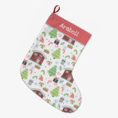 Adorable festliche Weihnachtsmuster Großer Weihnachtsstrumpf (Vorderansicht (hängend))