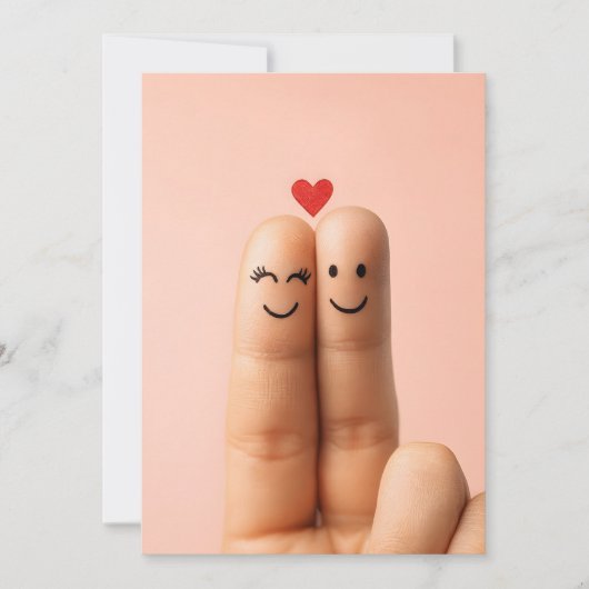 Adorable Finger Couple Art, Cute Finger Faces Einladung (Vorderseite)
