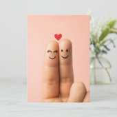 Adorable Finger Couple Art, Cute Finger Faces Einladung (Stehend Vorderseite)