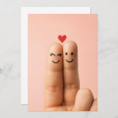 Adorable Finger Couple Art, Cute Finger Faces Einladung (Vorne/Hinten)