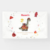 Adorable Firefighter Dino Geburtstag Banner (Horizontal)