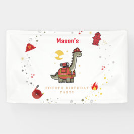 Adorable Firefighter Dino Geburtstag Banner