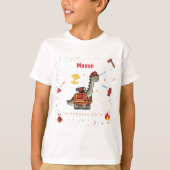 Adorable Firefighter Dino Geburtstag T-Shirt (Vorderseite)