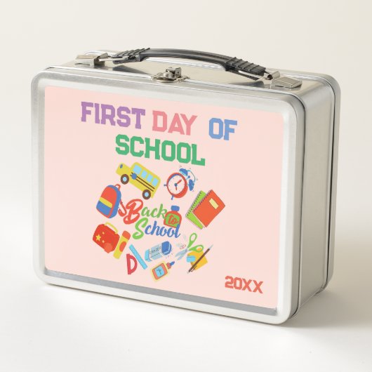 Adorable First Day of School Pattern Metall Brotdose (Vorderseite)