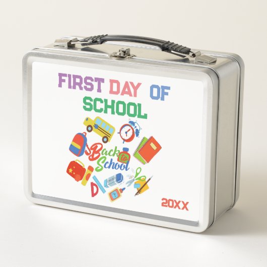 Adorable First Day of School Pattern Metall Brotdose (Vorderseite)
