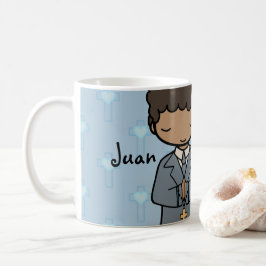 Adorable First Heilige Kommunion Name blau Kaffeetasse