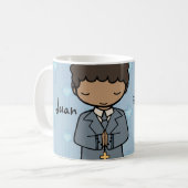 Adorable First Heilige Kommunion Name blau Kaffeetasse (Vorderseite Links)