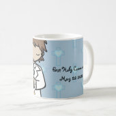 Adorable First Heilige Kommunion Name blau Kaffeetasse (VorderseiteRechts)