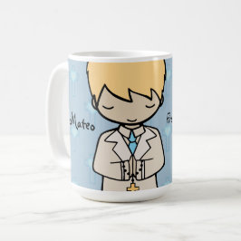 Adorable First Heilige Kommunion Name blau Kaffeetasse