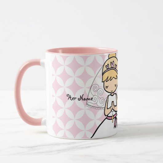 Adorable First Holy Communion Blonde Mädchenname Tasse (Links)