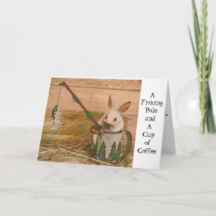 Adorable Fishing Bunny Card Karte