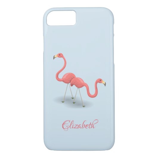 Adorable Flamingos, blau - Personalisiert Case-Mate iPhone Hülle (Rückseite)