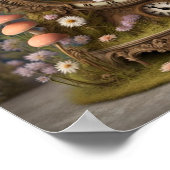 Adorable flauschige Katze in Uhren, Pilze, essbar Poster (Ecke)