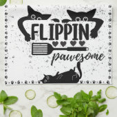 Adorable "Flippin Pawesome" mit Peeping Cats Geschirrtuch (Gefaltet)