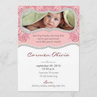 Adorable Floral Birth Ankündigung (pink)