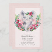 Adorable Floral Elephant Baby Dusche einladen Einladung (Vorne/Hinten)