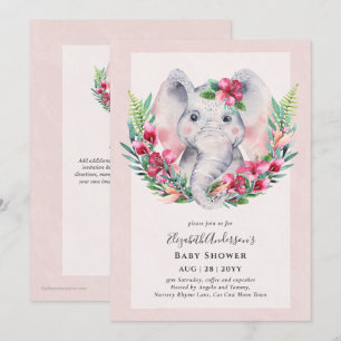 Adorable Floral Elephant Baby Dusche einladen Einladung