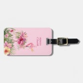 Adorable floral Flamingo Gepäckanhänger (Vorderseite horizontal)