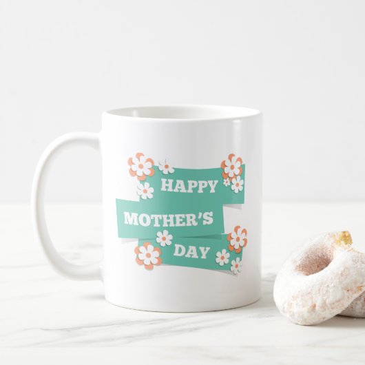 Adorable Floral Happy Mother Day | Tasse des Kaffe (Mit Donut)