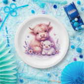 Adorable Floral Highland Kuh Baby Dusche Pappteller (Party)